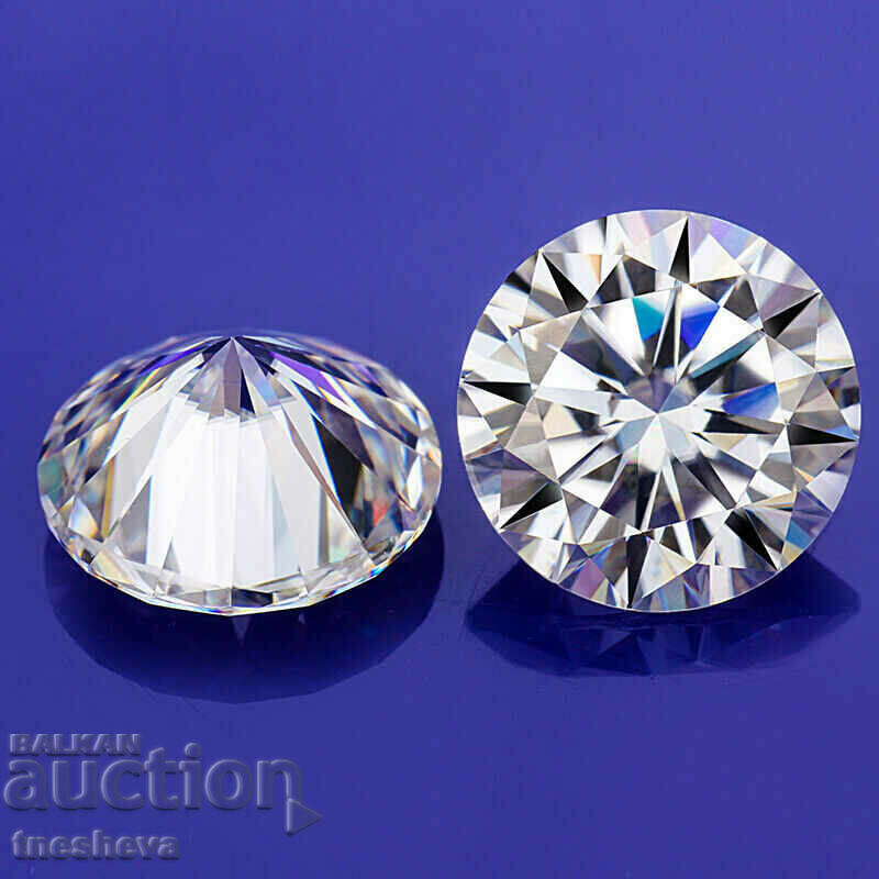Moissanite / diamant / alb 9 mm, 3 ct. cu certificat