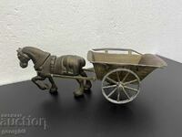A large bronze horse with a cart / carriage. #5276
