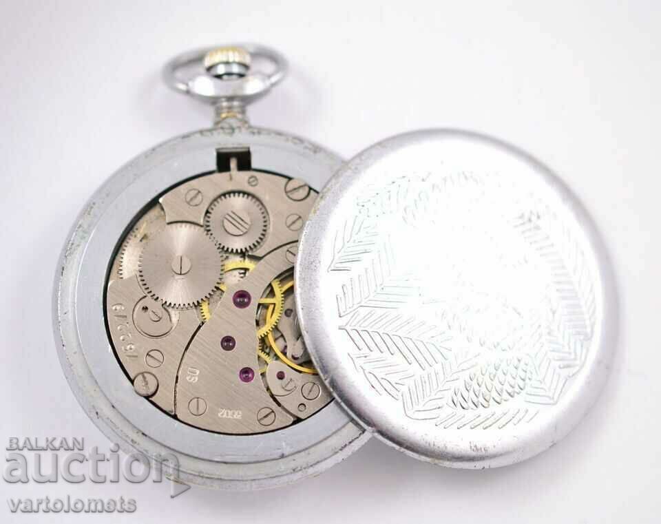 MOLNIYA USSR pocket watch with covers, grouse - works - 5