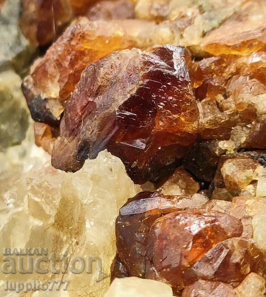 Auction 273 grams natural garnet spessartine on feldspar unique Auction 273 grams natural garnet spessartine on feldspar unique