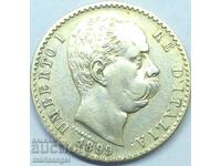 2  лири 1899 Италия Умберто I минт 610К сребро
