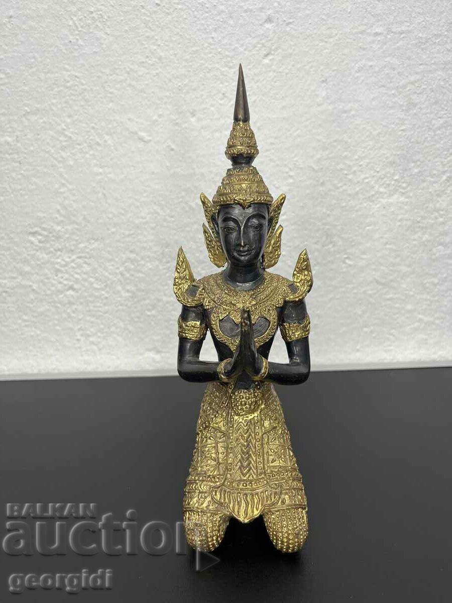 Figura thailandeză din bronz a unei dansatoare / Buddha. #5288