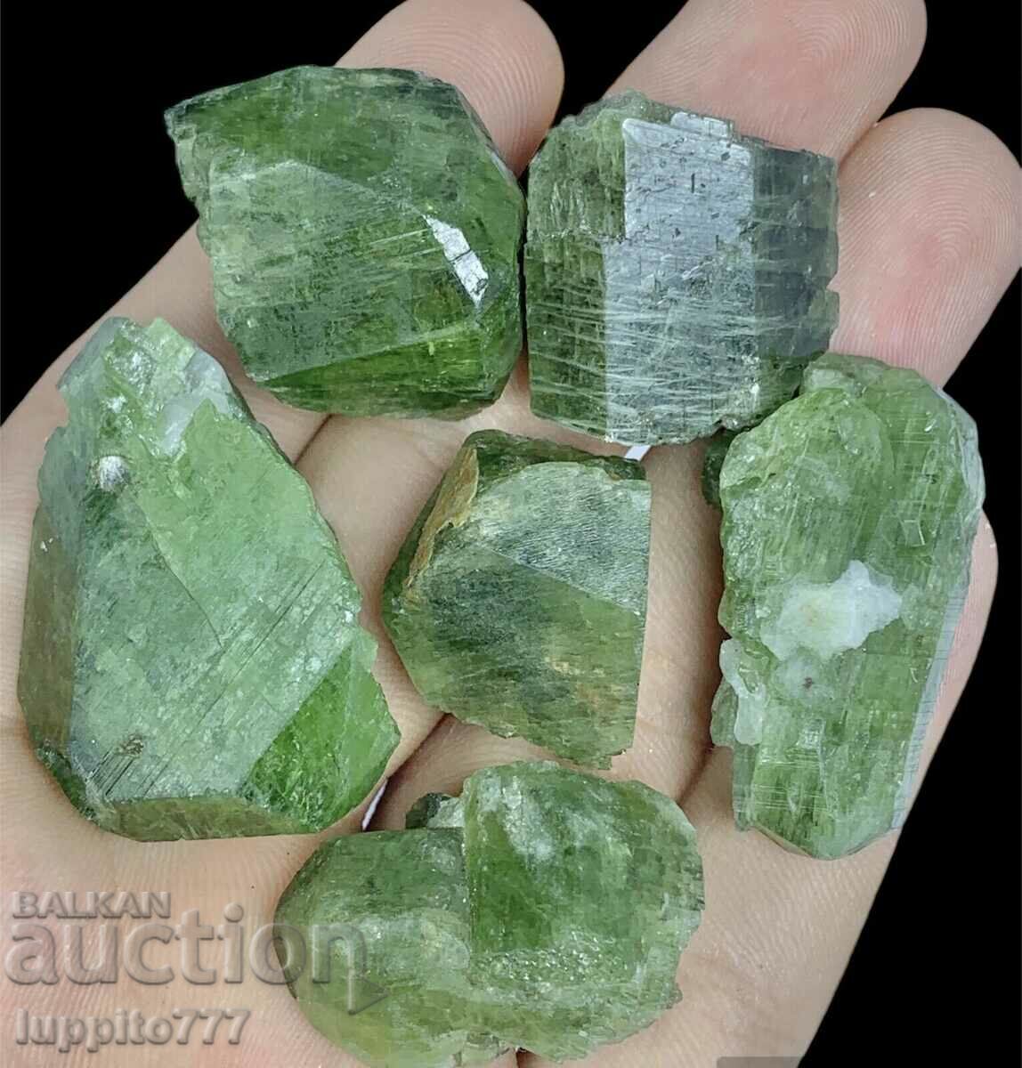 100 grams of natural green diopsite facet quality lot 6 pcs.