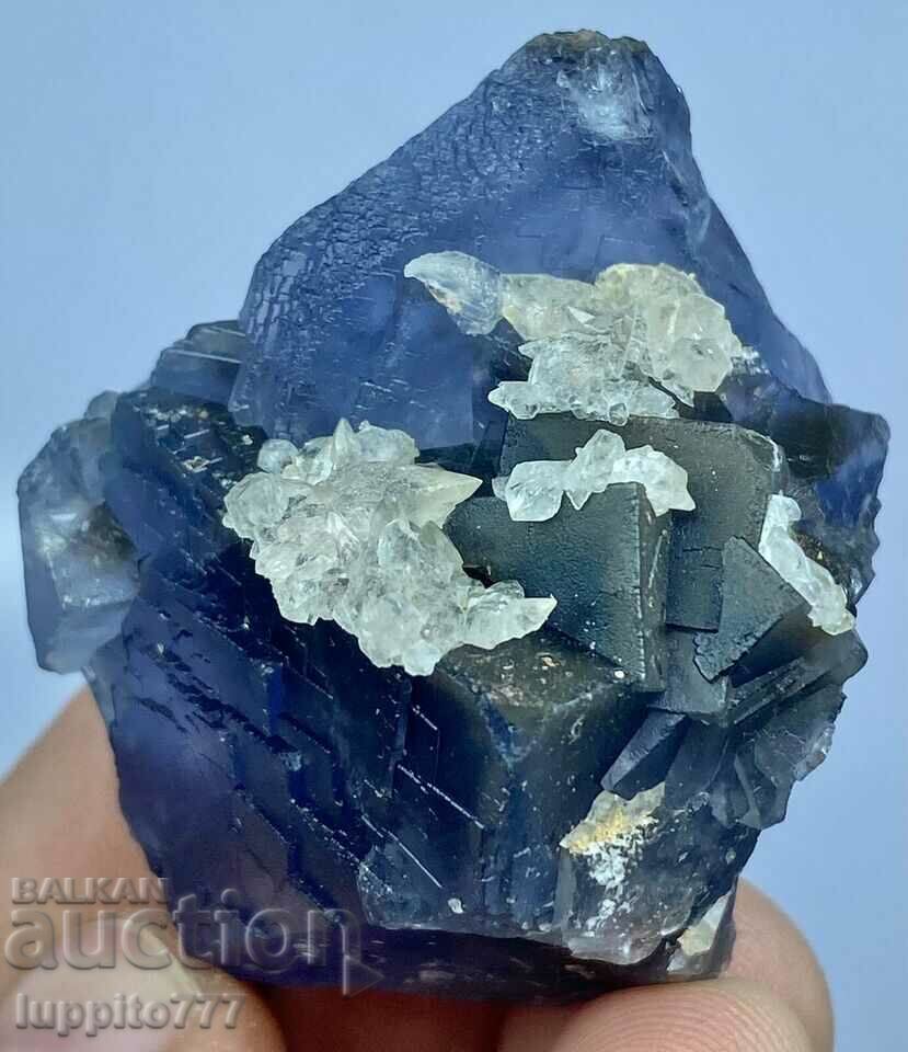 69 de grame de fantomă de fluorit albastru natural pe matrice unică - 5 69 de grame de fantomă de fluorit albastru natural pe matrice unică - 5