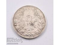 1 лев 1910 - България, Сребро 0.835, 5g, ø 23mm