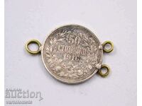 50 de cenți 1916 - Bulgaria, Original, Argint 0,835