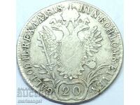 20 кройцера 1818 Австрия В - Кремнитц Унгария сребро