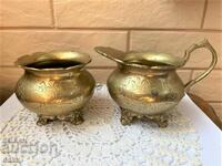 A beautiful brass latiere and sugar bowl set