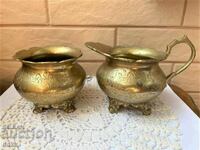 A beautiful brass latiere and sugar bowl set