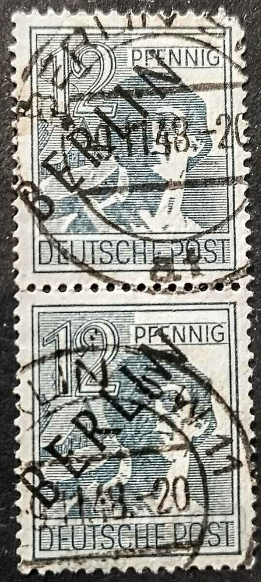 Германия 1948г. БЕРЛИН в черен отпечатък върху марки „Съю...