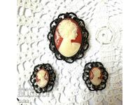 Lovely cameo jewelery - brooch and earrings bought from England
