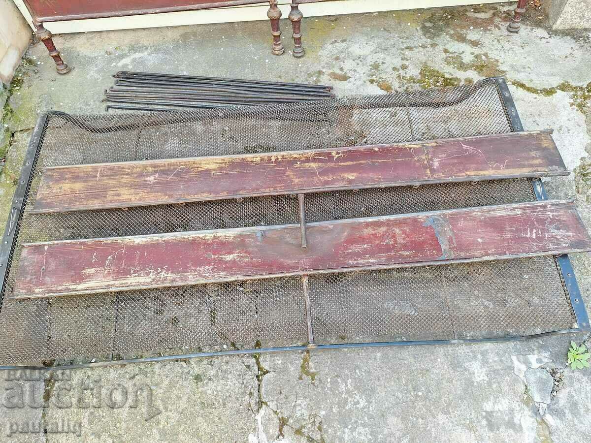 OLD BED PAINTED BOARDS BRASS FITTINGS - 5 OLD BED PAINTED BOARDS BRASS FITTINGS - 5