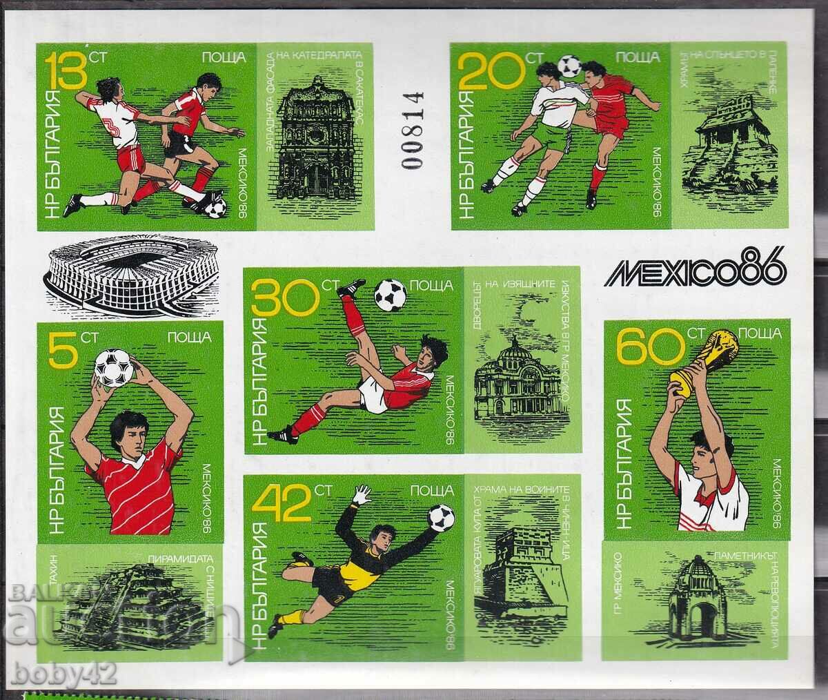BK 3510-6515 μπλοκ φύλλο 3.50 World Soccer Mexico,86