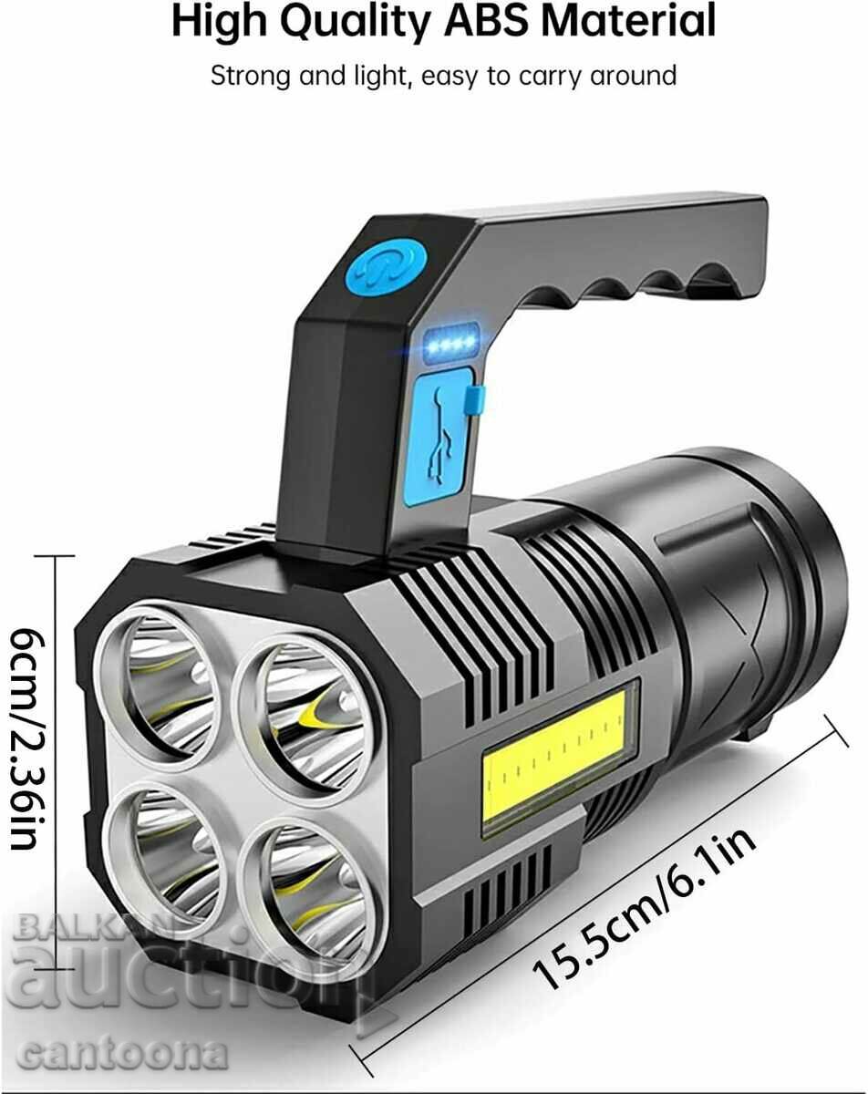 Акумулаторен ръчен LED фенер/лампа  за къмпинг, риболов и др