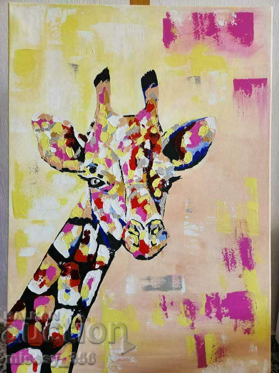 Авторска картина - Жирафът, 50х70, акрил