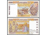 ❤️ ⭐ Africa de Vest Coasta de Fildeș 1999 1000 franci UNC ⭐ ❤️