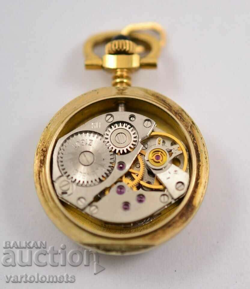 Livrarea Ceas de buzunar damă ZARYA URSS Colier placat cu aur - Funcționează