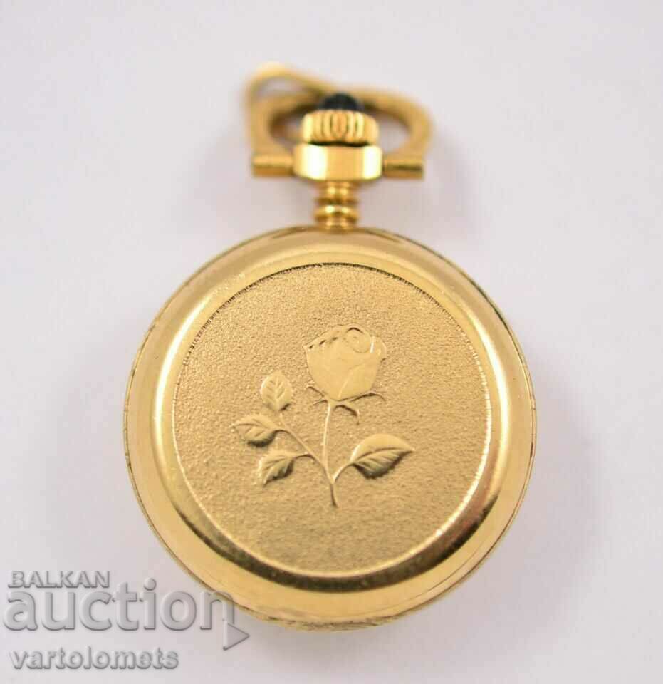 Дамски джобен часовник, огърлица ЗАРЯ СССР позлата - работи - 6 Дамски джобен часовник, огърлица ЗАРЯ СССР позлата - работи - 6