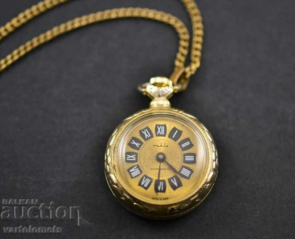 Women's Pocket Watch Necklace RUHLA Gold Plated - Works with price 58.00 BGN | € 29.65 Women's Pocket Watch Necklace RUHLA Gold Plated - Works with price 58.00 BGN | € 29.65