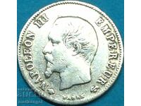 20 centimes 1860 Γαλλία Napoleon III ασήμι - αρκετά σπάνιο