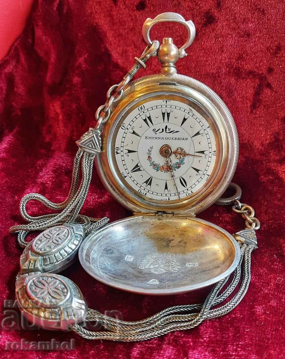 Старинен гравиран Османски джобен часовник с кюстек