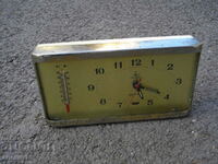 OLD CHINESE ALARM CLOCK WITH THERMOMETER