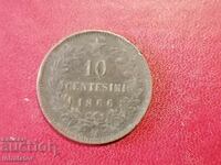1866 anul 10 centezim litera M
