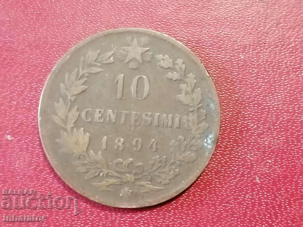 1894 10 centesim letter IB