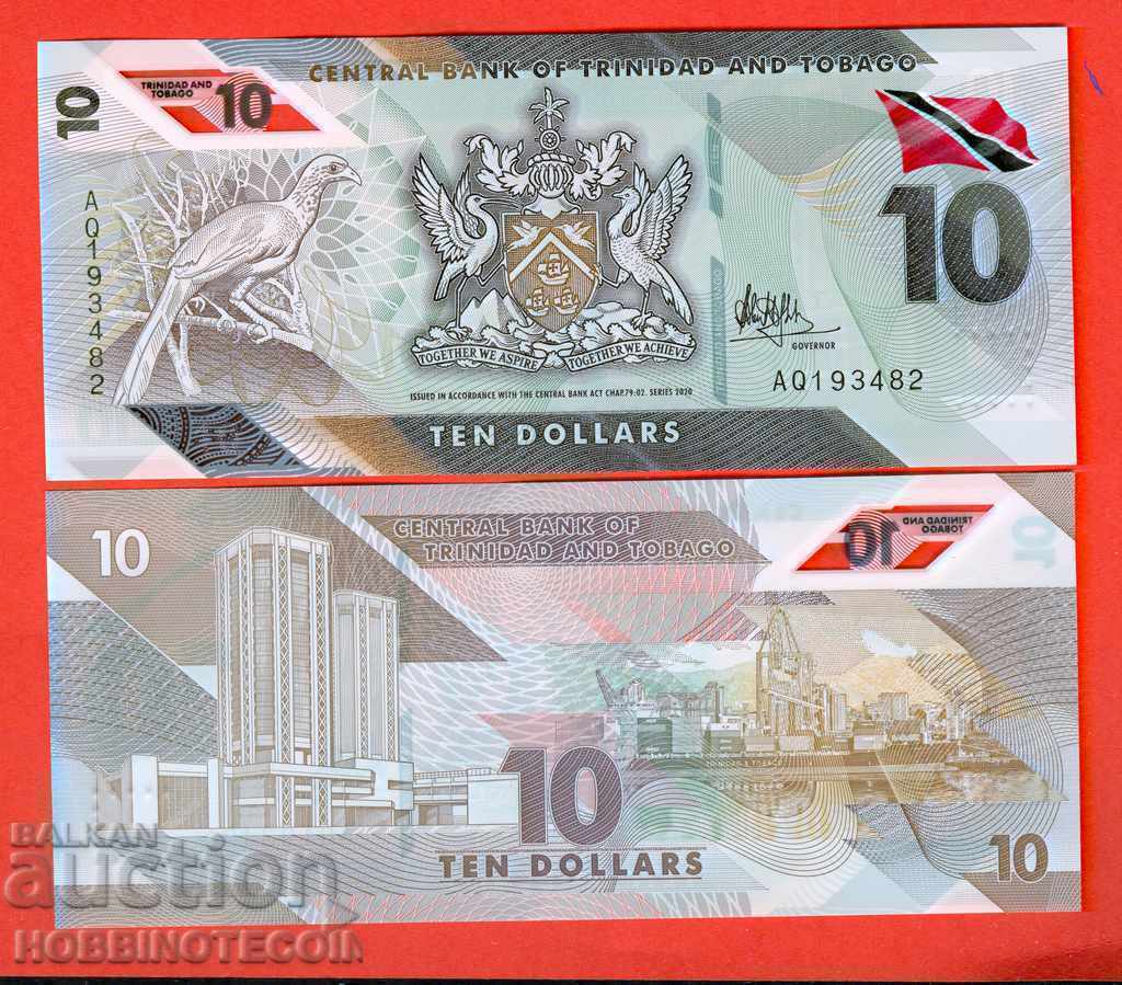 TRINIDAD AND TOBAGO 10 USD TRINIDAD 2020 2021 UNC POLYMER
