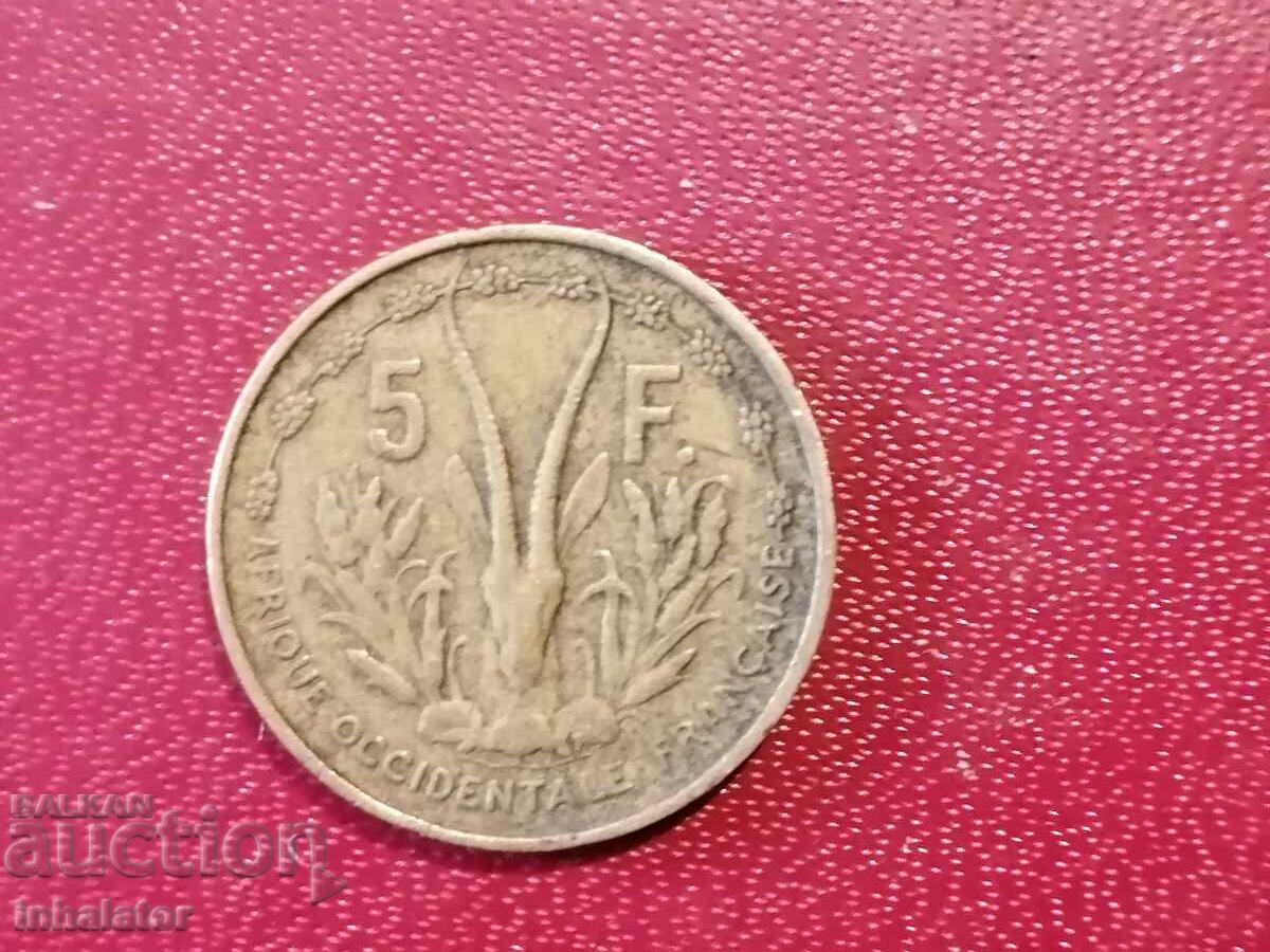 1956 год 5 франка Френска Западна Африка