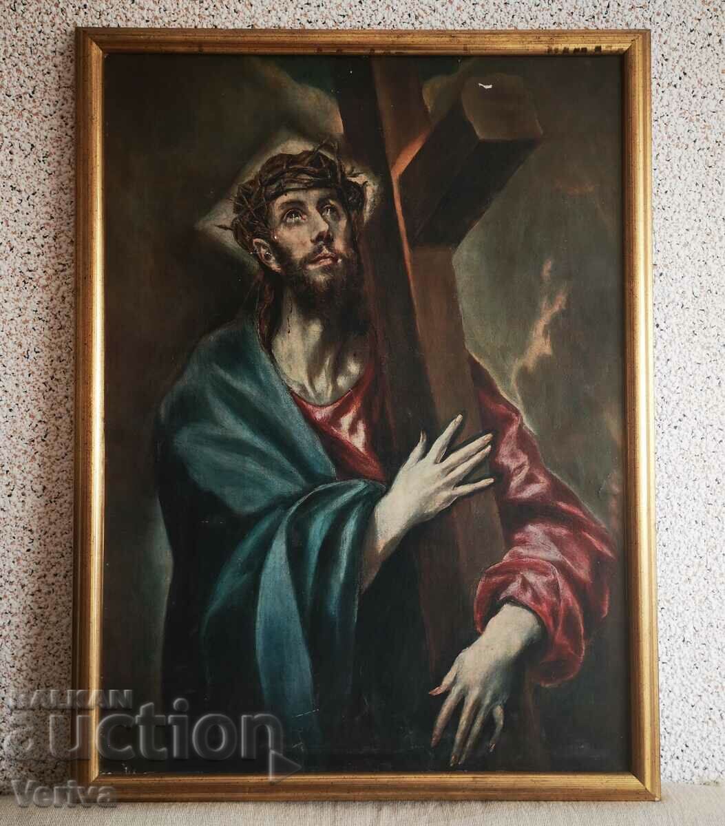 Imagine religioasă mare cu înrămare a lui Isus Hristos