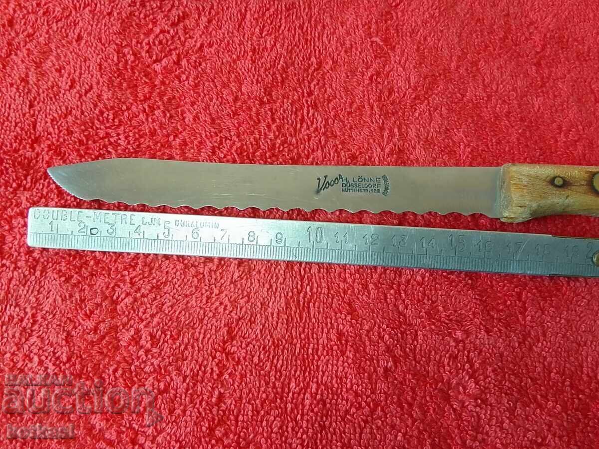 Old kitchen knife Germany H.LONNE DUSSELDORF MUTTENSTR.123 with price 25.50 BGN | € 13.04 Old kitchen knife Germany H.LONNE DUSSELDORF MUTTENSTR.123 with price 25.50 BGN | € 13.04