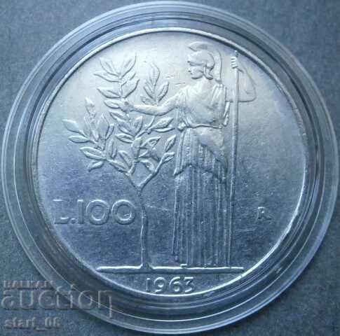Италия 100 лири 1963