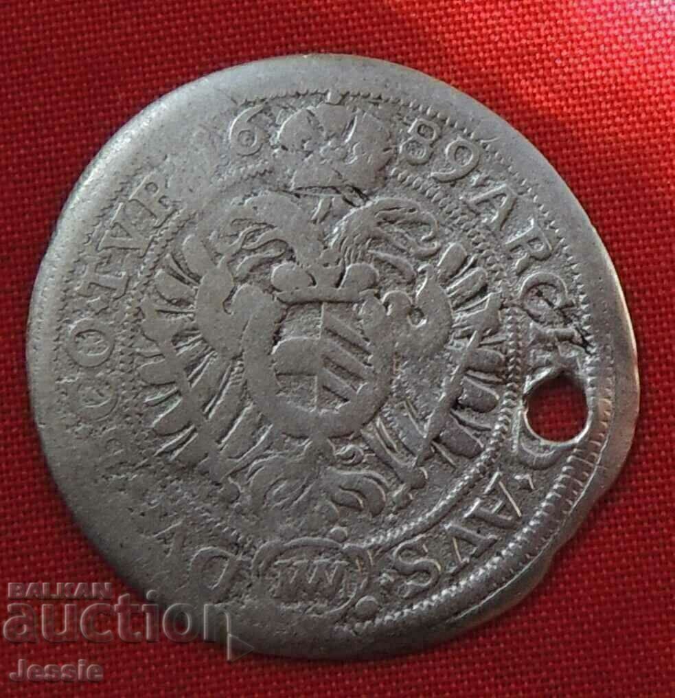 6 кройцера Австроунгария 1689 сребро - Леополд с цена € 10.18 | 19.91 лв.