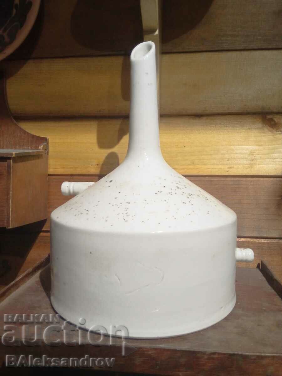 Large heavy porcelain funnel