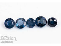 5 pcs blue sapphire 0.58ct heated round cut #1