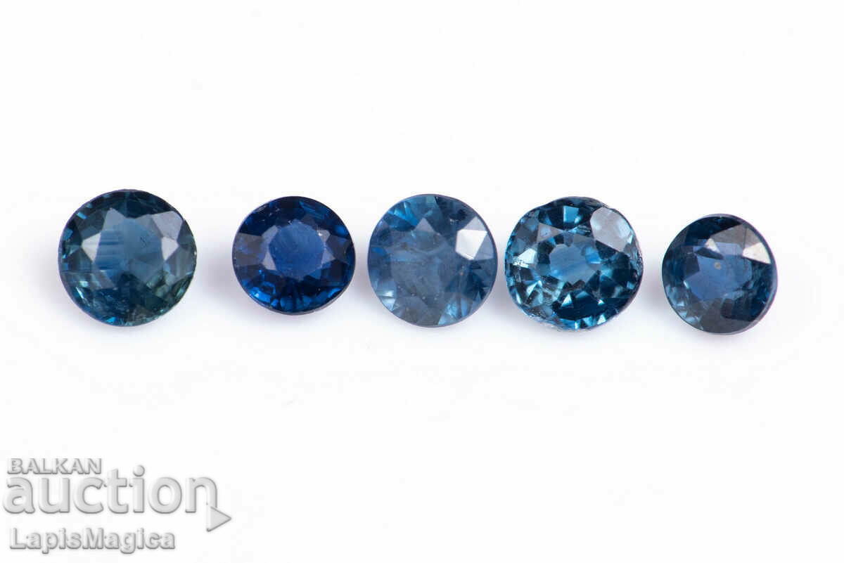 5 pieces blue sapphire 0.62ct heated round cut #4