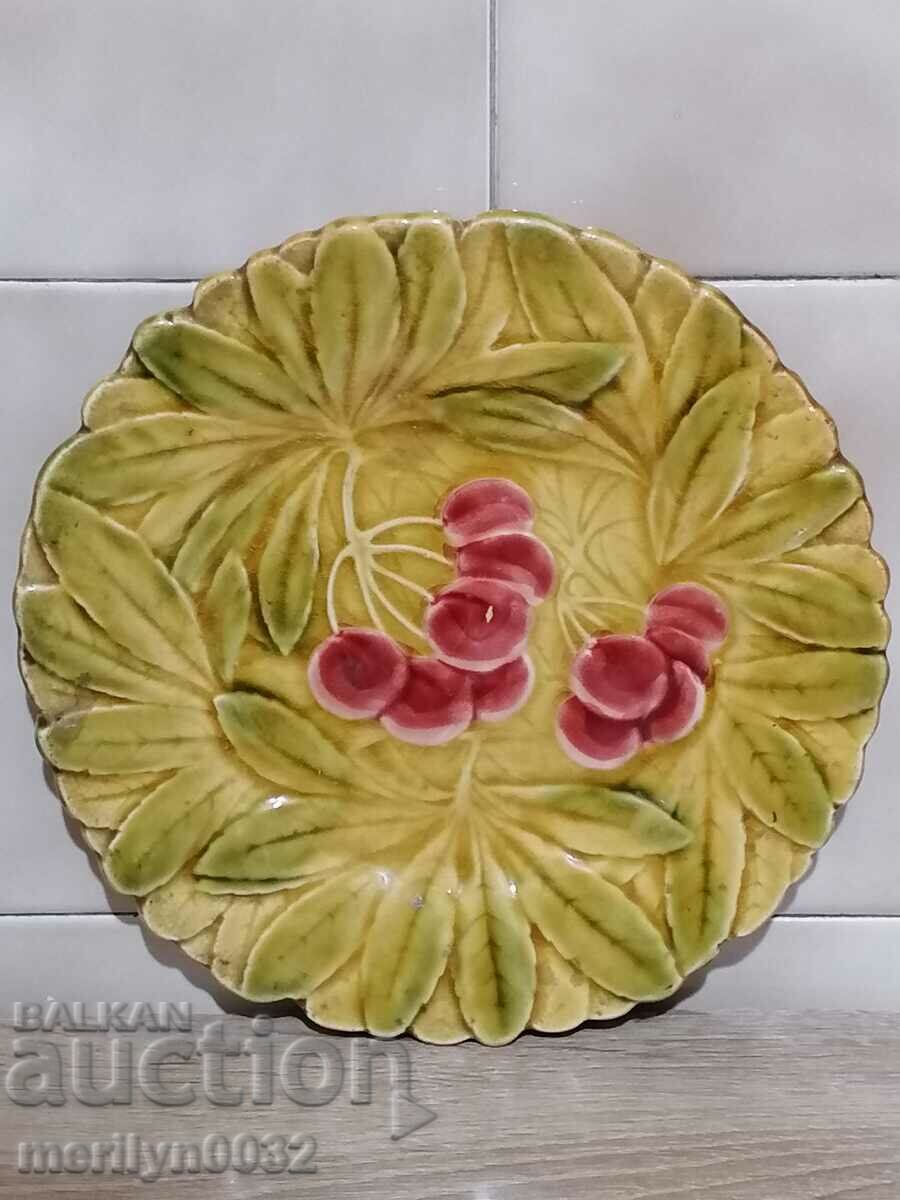 Porcelain majolica wall plate early 20th century porcelain