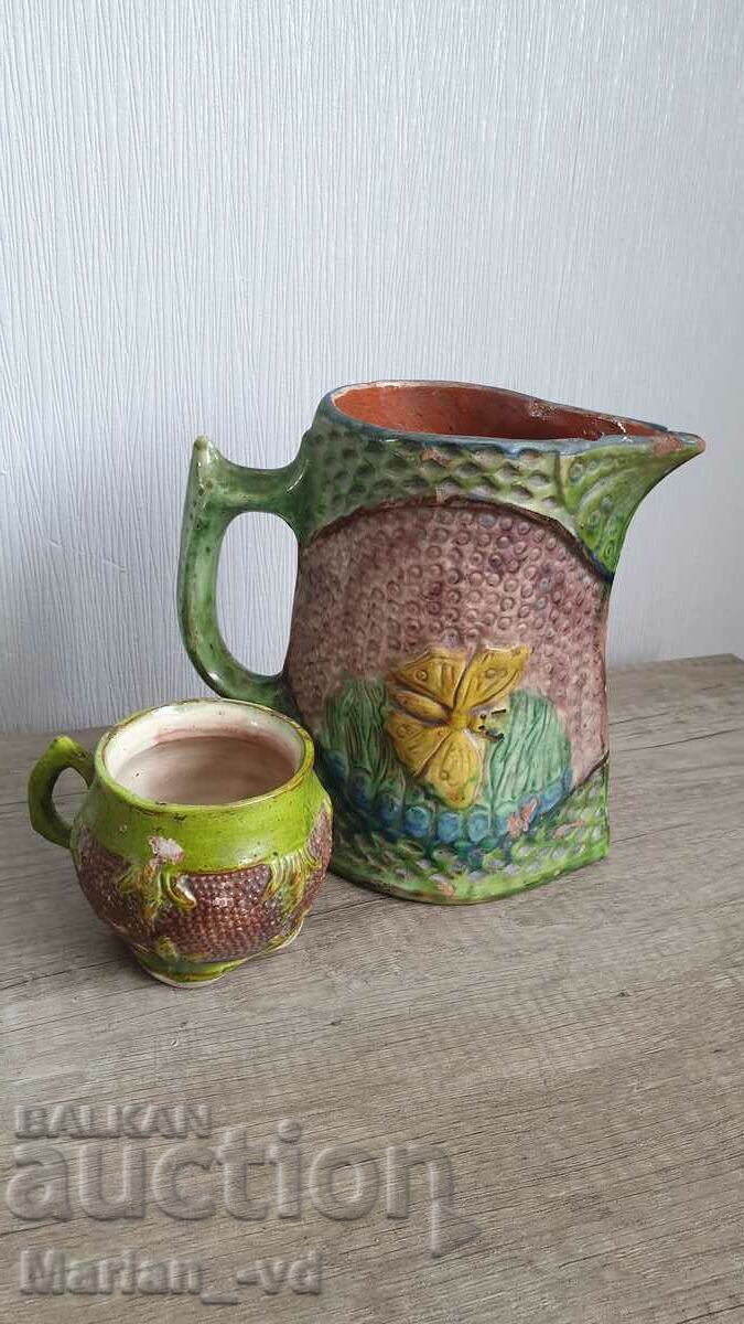 Old Trojan ceramic jug and cup