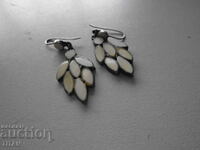 stylish silver earrings with mother of pearl