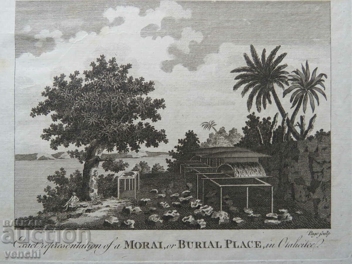 Licitație 1767 - GRAVURA - MORRIS - TAHITI, POLINEZIA - ORIGINAL