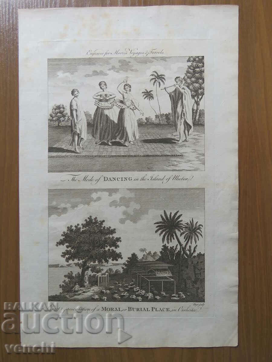 1767 - GRAVURĂ - MAURICE - TAHITI, POLINEZIA - ORIGINAL