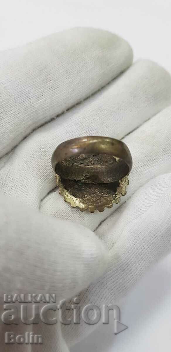 A rare 19th century silver gilt revival ring with price 140.00 BGN | € 71.58 A rare 19th century silver gilt revival ring with price 140.00 BGN | € 71.58