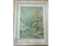 Old oil painting with frame, "Winter picture"