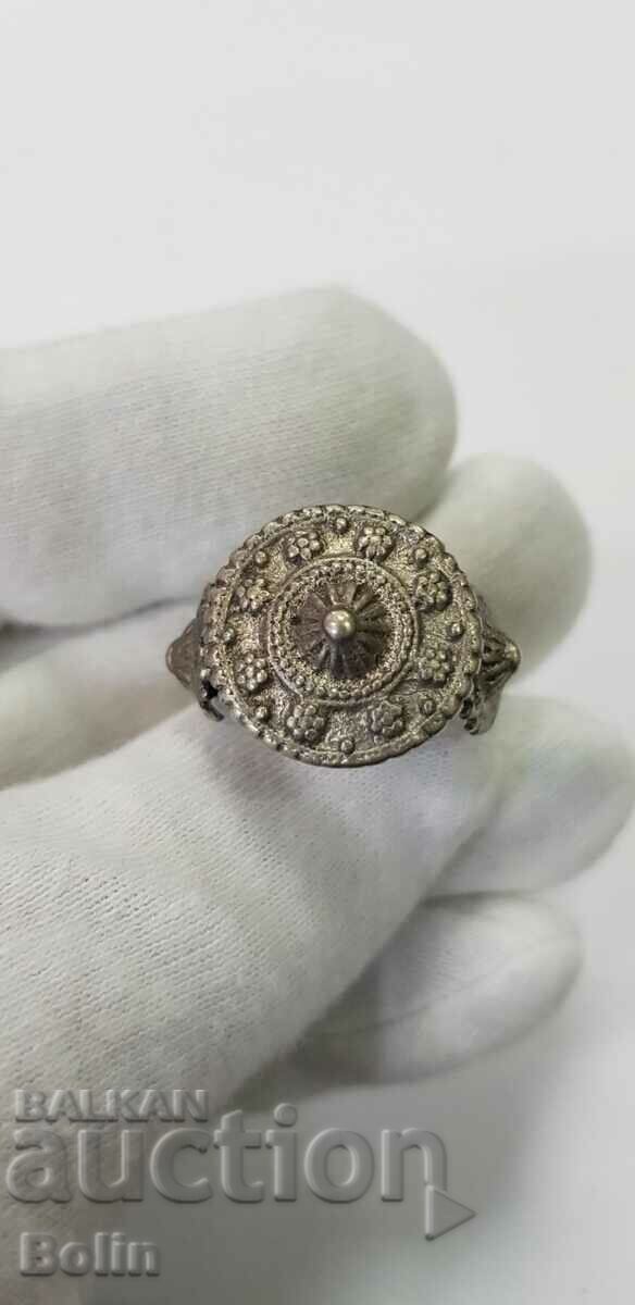 Рядък сребърен възрожденски пръстен 19-20 век