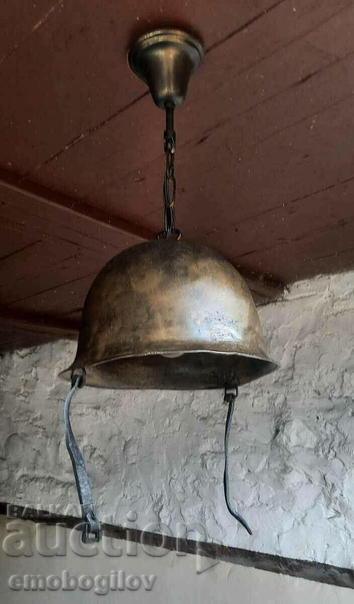 Old French Military Helmet Lamp
