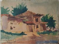 Картина, селска къща, худ. Ем. Измирлиевъ, 1930-те год.