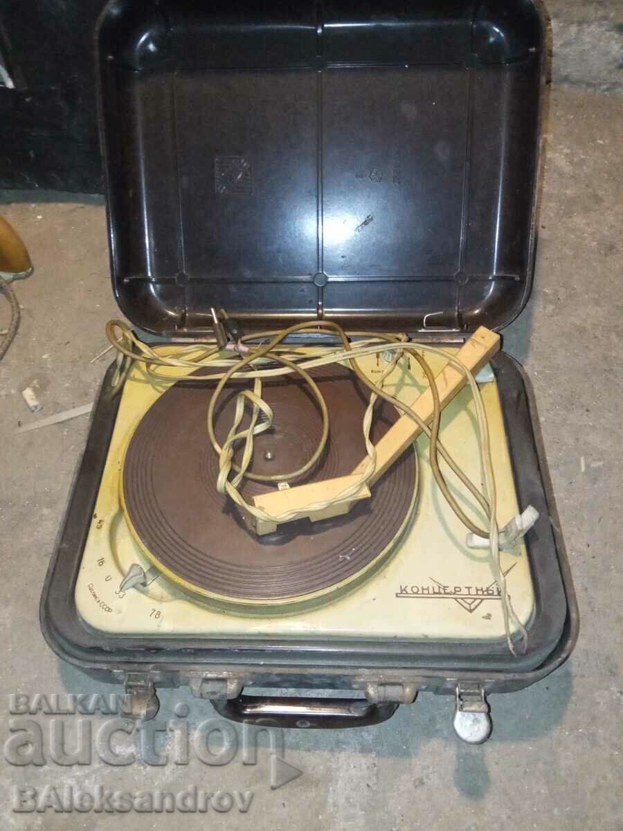 Old Soviet gramophone in a bakelite case