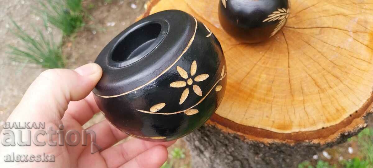 A set of wooden candlesticks - 5 A set of wooden candlesticks - 5