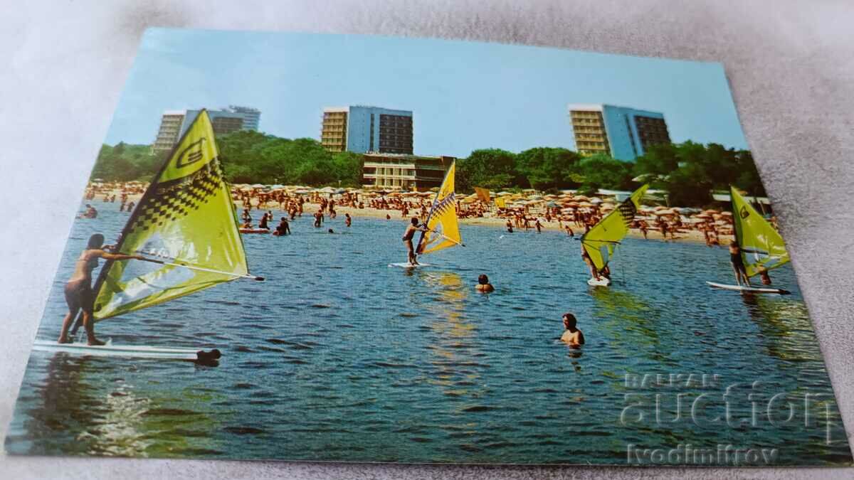 Пощенска картичка Слънчев бряг Плажът 1984